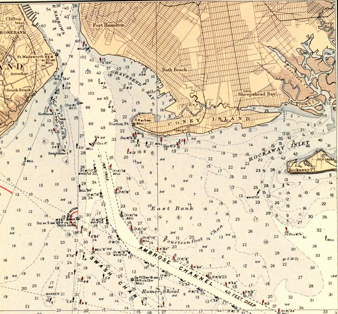 Nautical chart of the harbor approach